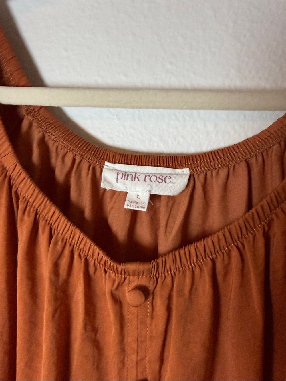 Pink Rose Women's Rust Button-Front Drawstring Blouse - Picture 2 of 4